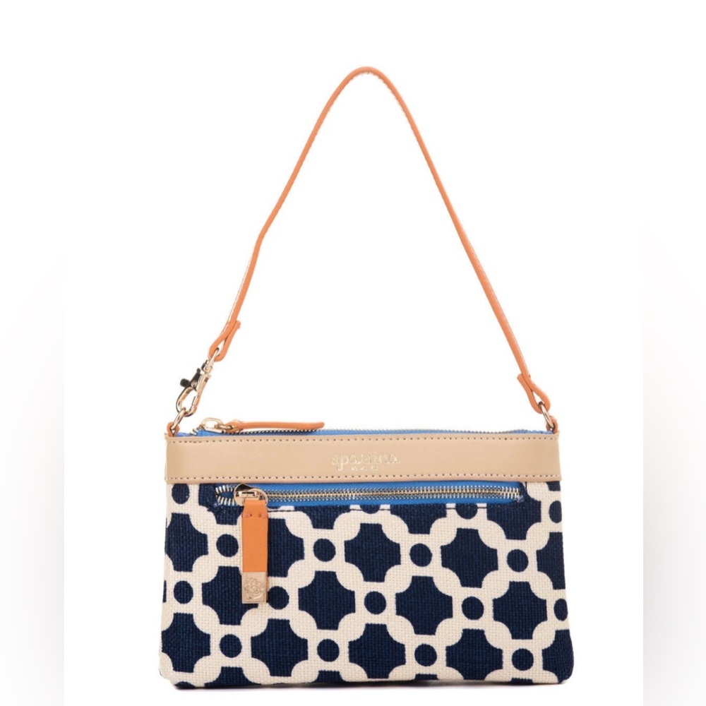 Spartina 449 May River Lillie Duo Mini Bag Wristlet Navy White Coastal Chain